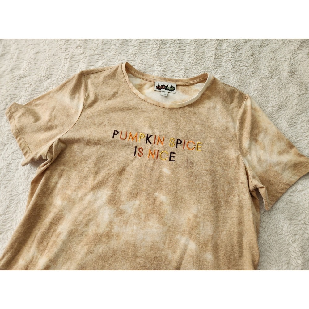 Pumpkins & Potions Women's L Tie Dye T-Shirt Pumpkin Spice Is Nice Fall Tee